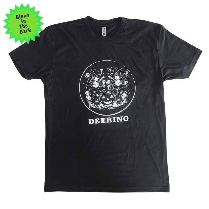 Deering Glow In The Dark Witches With Banjos T-Shirt, Front, White Background, with Glow label