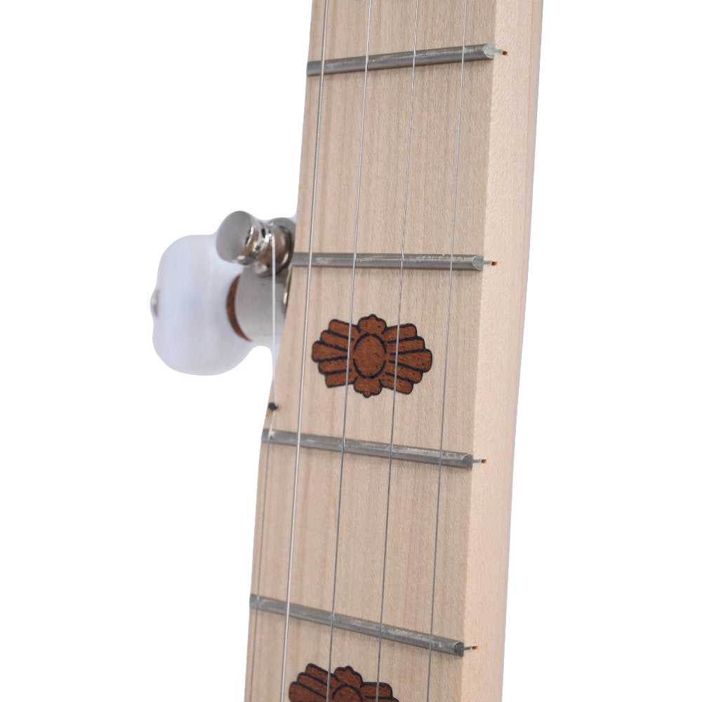Goodtime Parlor 5-String Banjo right side wooden inlays