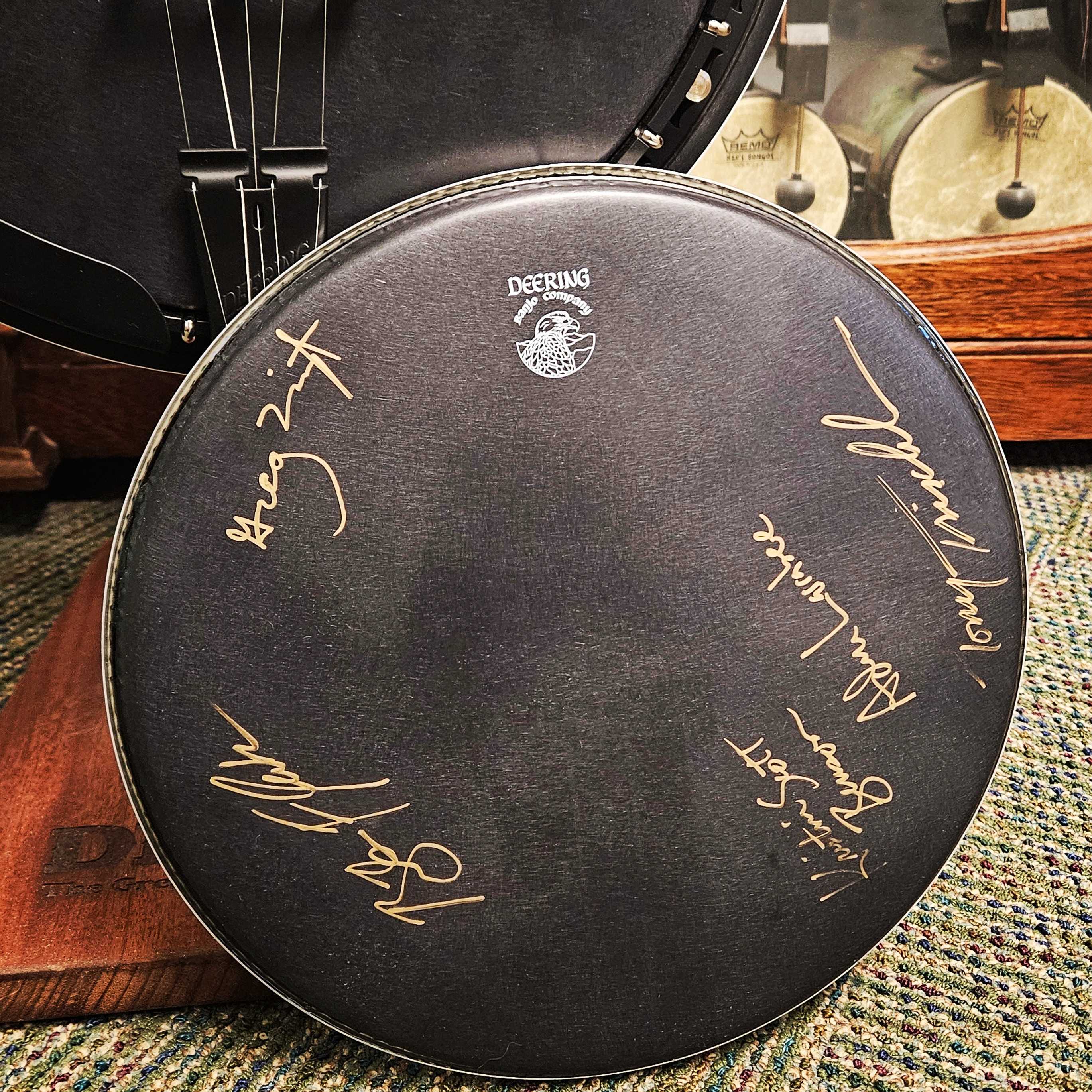 CUSTOM Deering White Lotus Banjo Auction + Banjo Head Signed by 2023 Blue Ridge Banjo Camp Instructors!