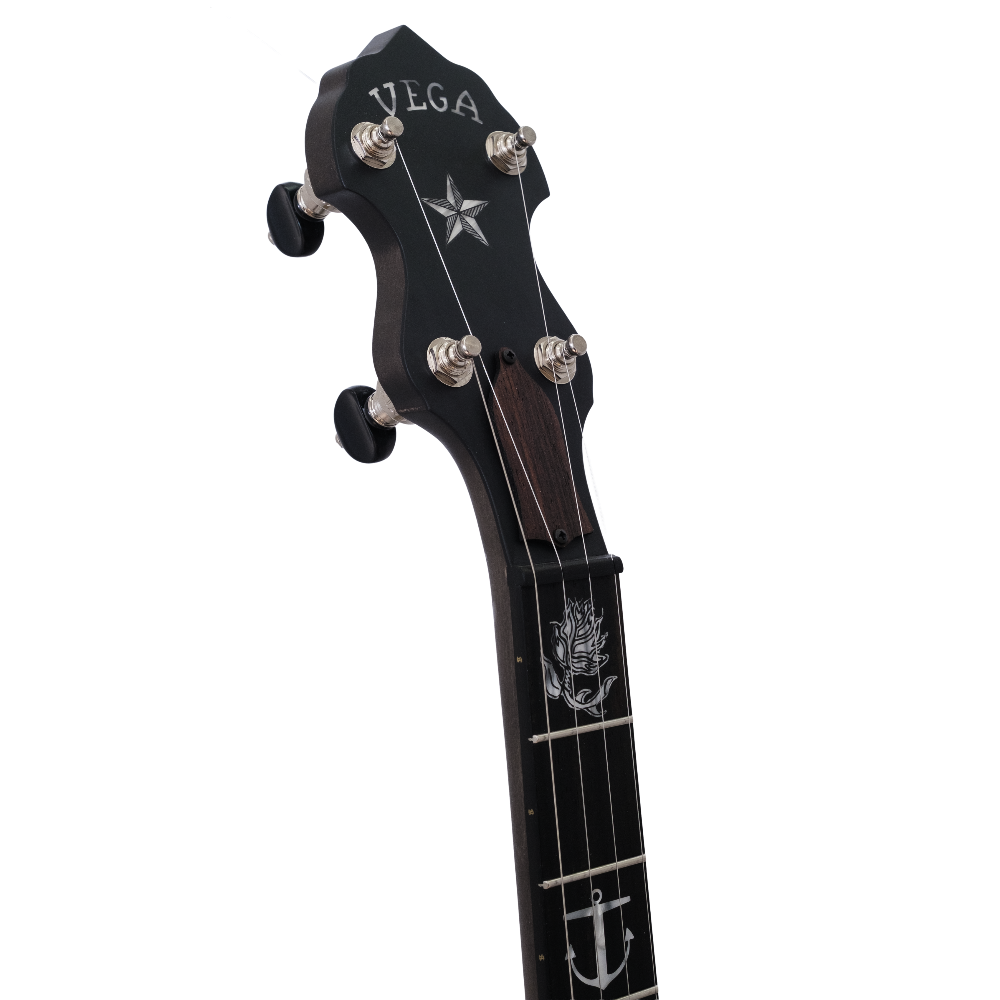 front peghead shot of the scott avett avett star deering banjo