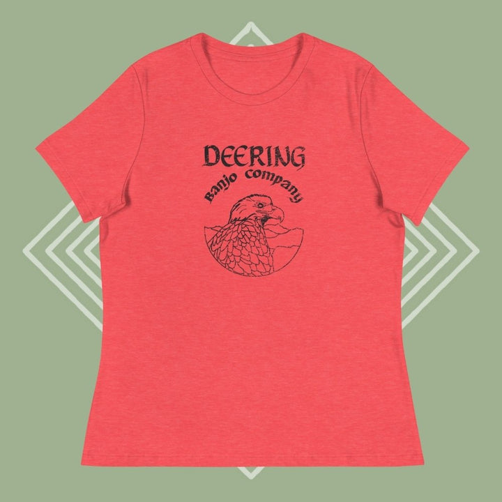 womens-relaxed-t-shirt-heather-red-front-Green Diamond Background