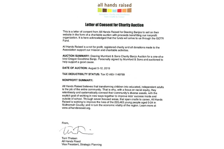 Oregon Charity Banjo