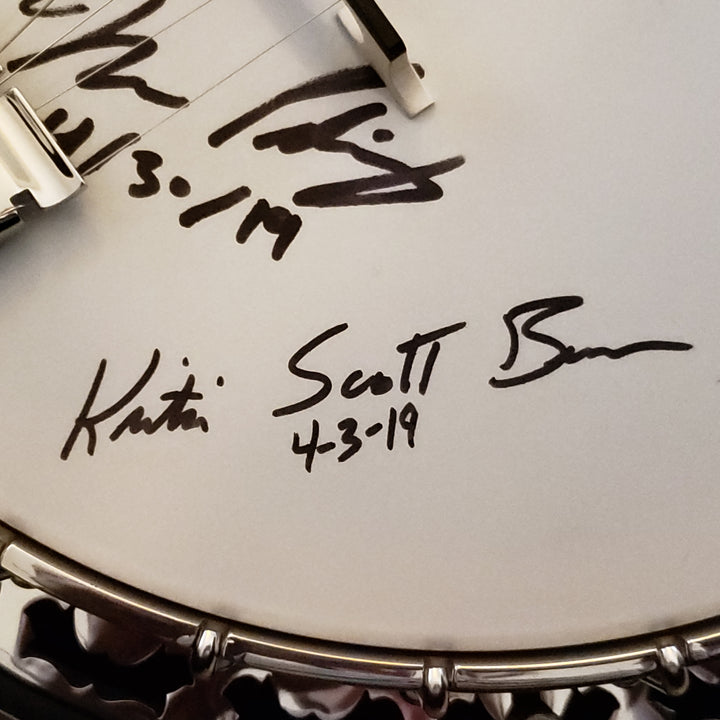 Deering White Lotus Banjo Auction - Signed by 2019 Blue Ridge Banjo Camp Instructors!