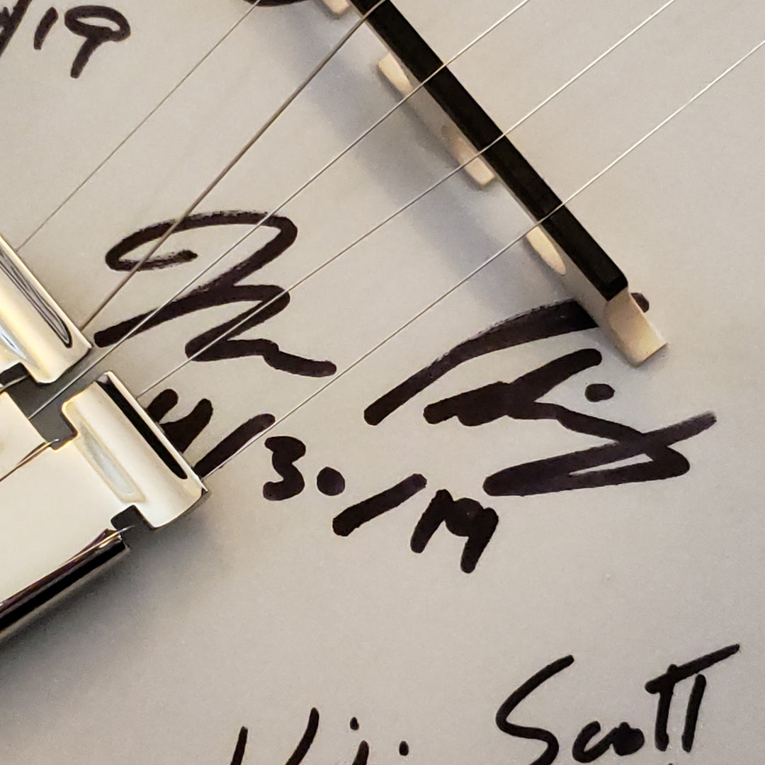 Deering White Lotus Banjo Auction - Signed by 2019 Blue Ridge Banjo Camp Instructors!