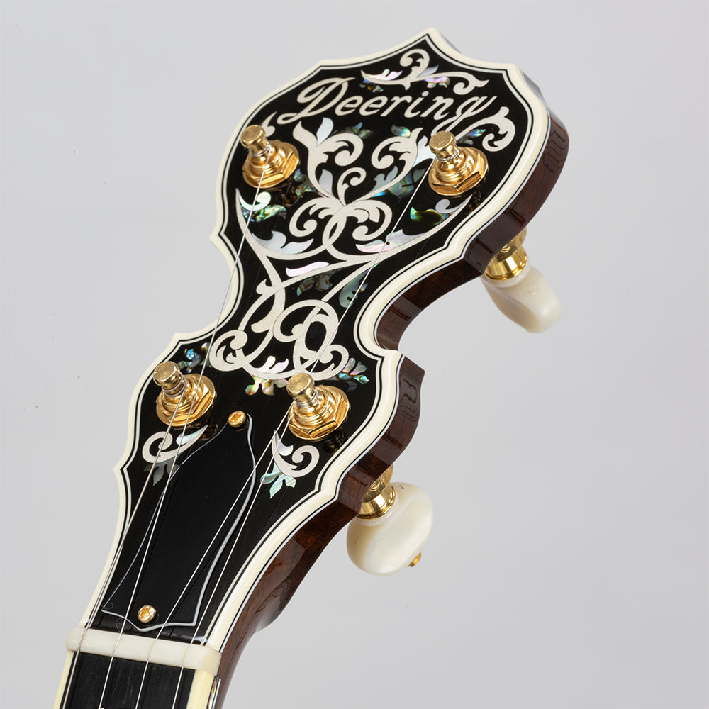 Deering Tree Of Life banjo - Peghead Close