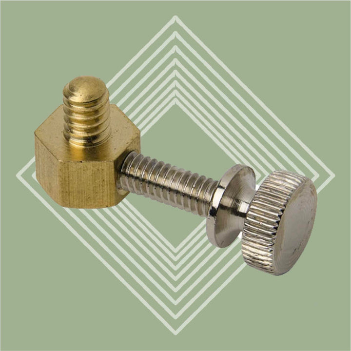 Deering Banjo Thumbscrew and Wall Lug, green background