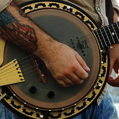 Josh Damigo with his Deering Phoenix banjo