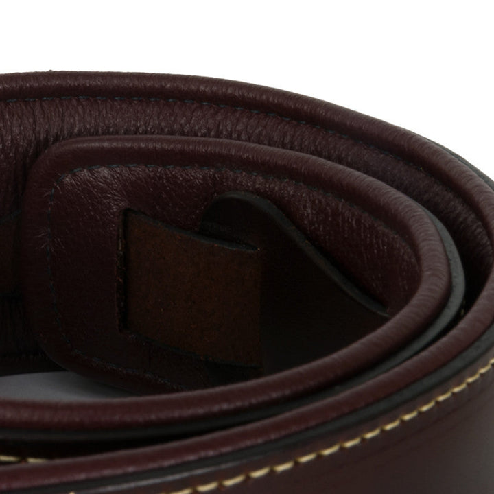 Deering Latigo Leather Banjo Strap, rolled, close up