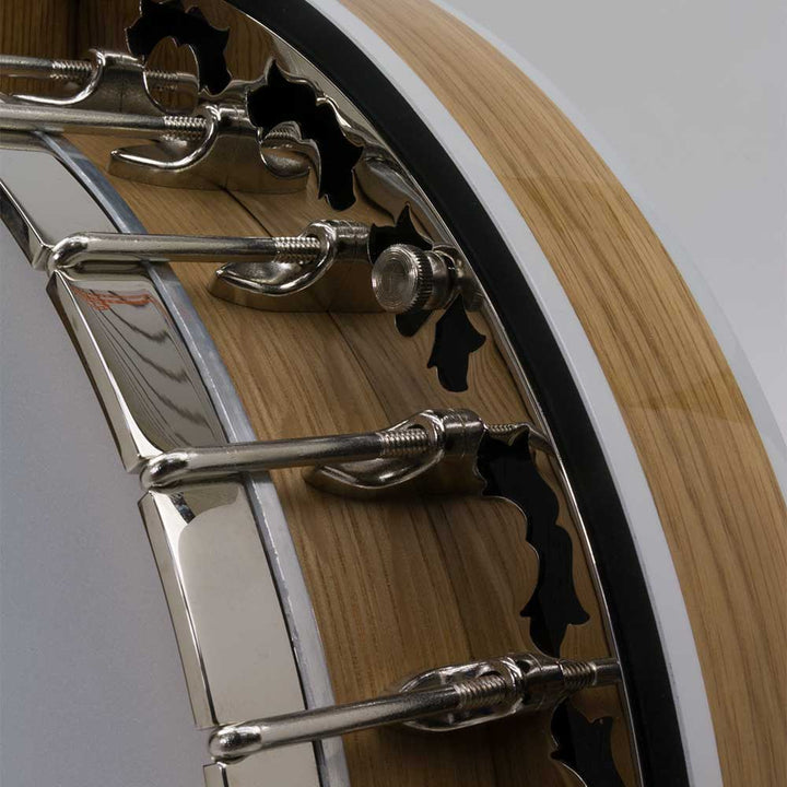 Deering White Lotus 5-String Banjo - pot close