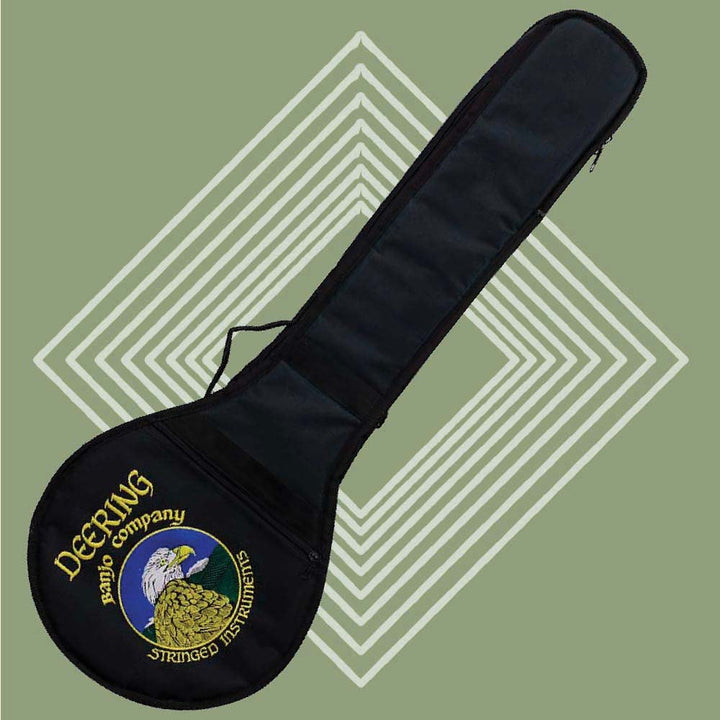 Deering Vintage Eagle Banjo Gig Bag, front, on green background