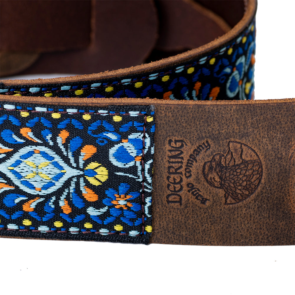 Floral Blue Retro Leather Cradle Strap