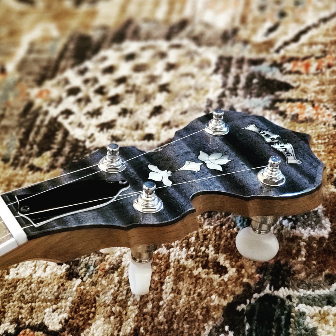 Deering White Lotus Banjo Auction - Signed by 2019 Blue Ridge Banjo Camp Instructors!