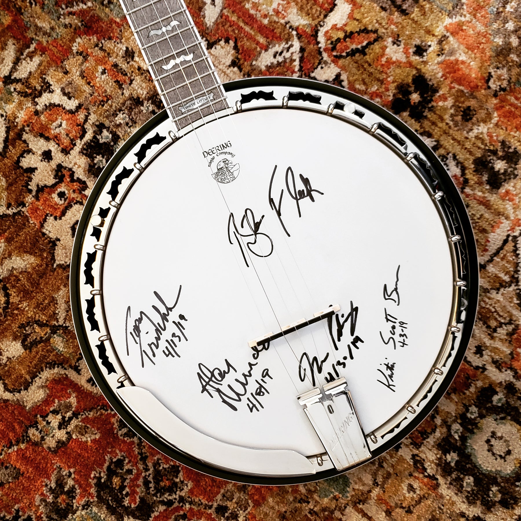 Blue Ridge Banjo Deering White Lotus - Signed by 2019 Blueridge Banjo Camp Instructors ...