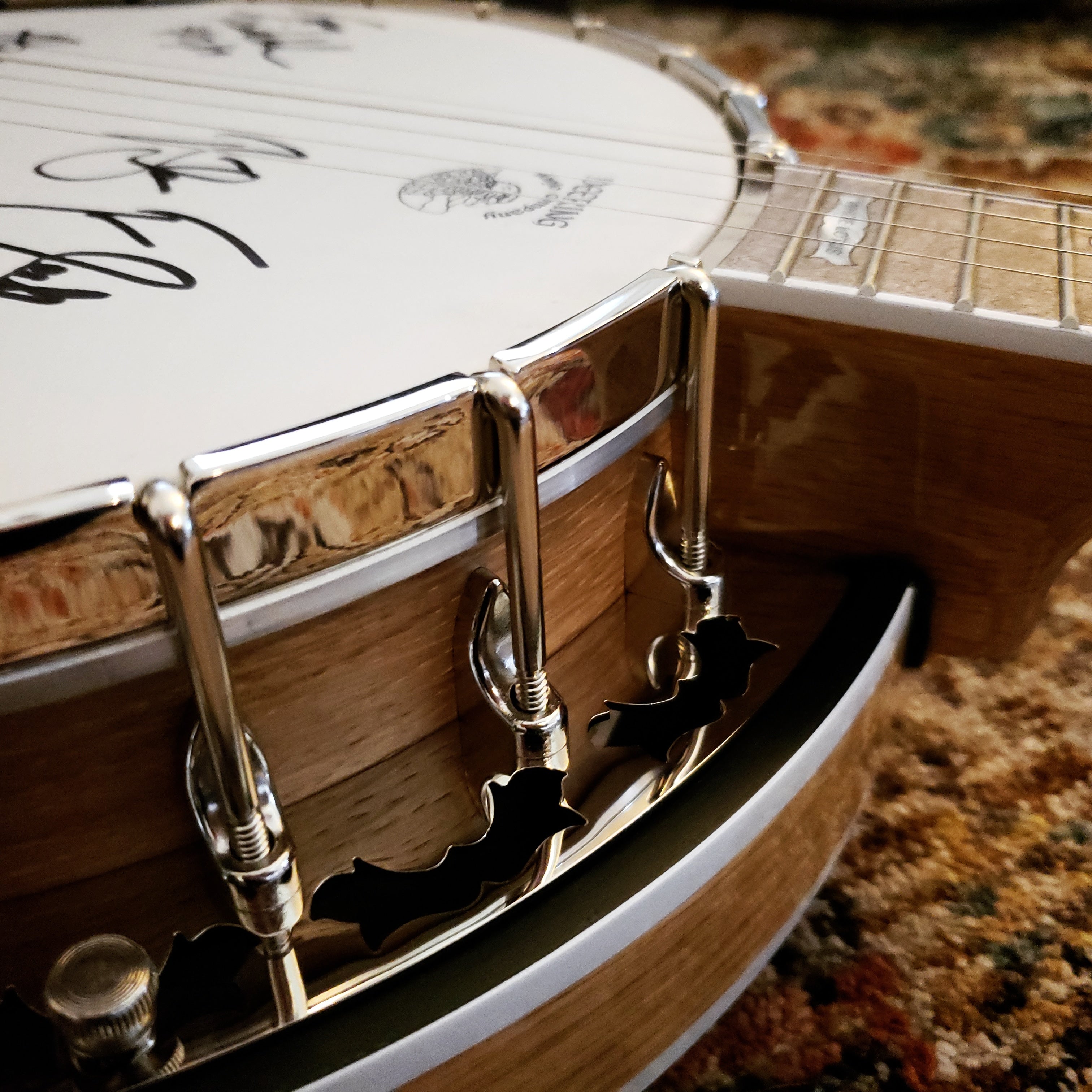 Deering White Lotus Banjo Auction - Signed by 2019 Blue Ridge Banjo Camp Instructors!