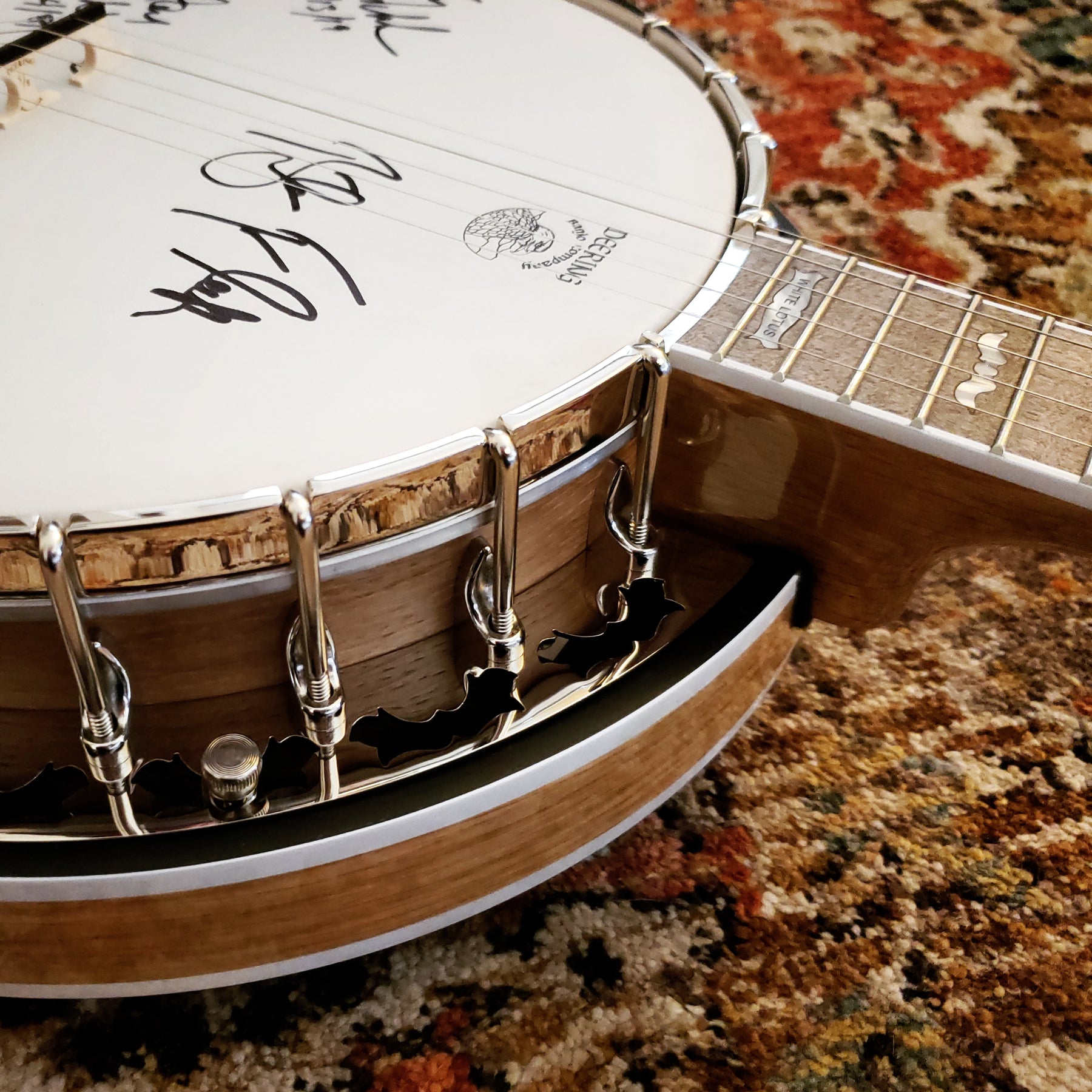 Blue Ridge Banjo Deering White Lotus - Signed by 2019 Blueridge Banjo Camp Instructors ...