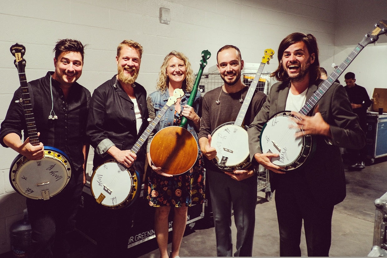 Mumford & Sons with Jamie Deering and Signed Charity Banjos
