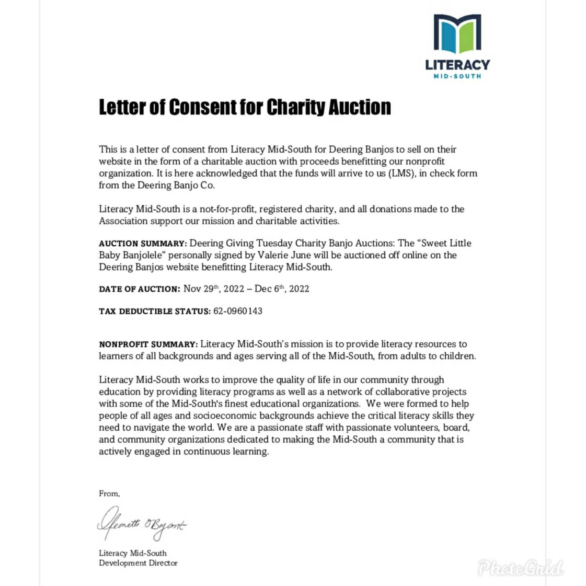 Giving Tuesday Banjo 2022 Literacy Mid South