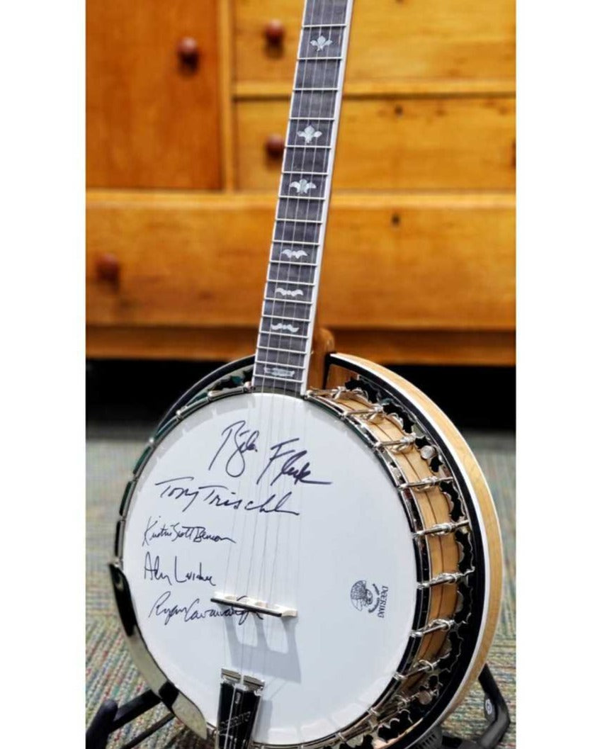 Deering White Lotus Banjo Auction - Signed by 2022 Blue Ridge Banjo Camp Instructors!