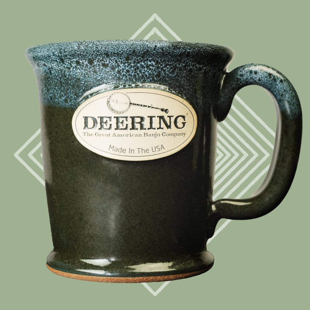 Deering Stoneware Mug - Aqua Verde - Mug Front - Green Background