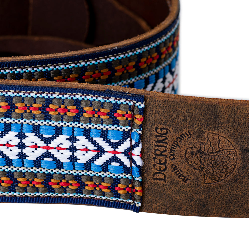 Tribal Blue Retro Leather Cradle Strap