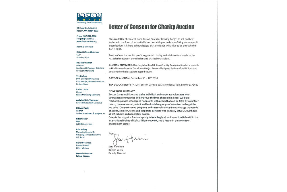 Massachusetts Charity Banjo