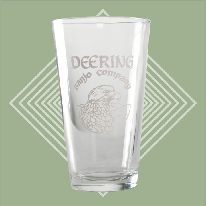 Deering Eagle Logo Pint Glass - Green Background